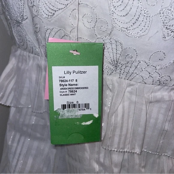 Lilly Pulitzer Arden dress embroidered strapless mini ruffled white cotton 8 - Picture 9 of 11